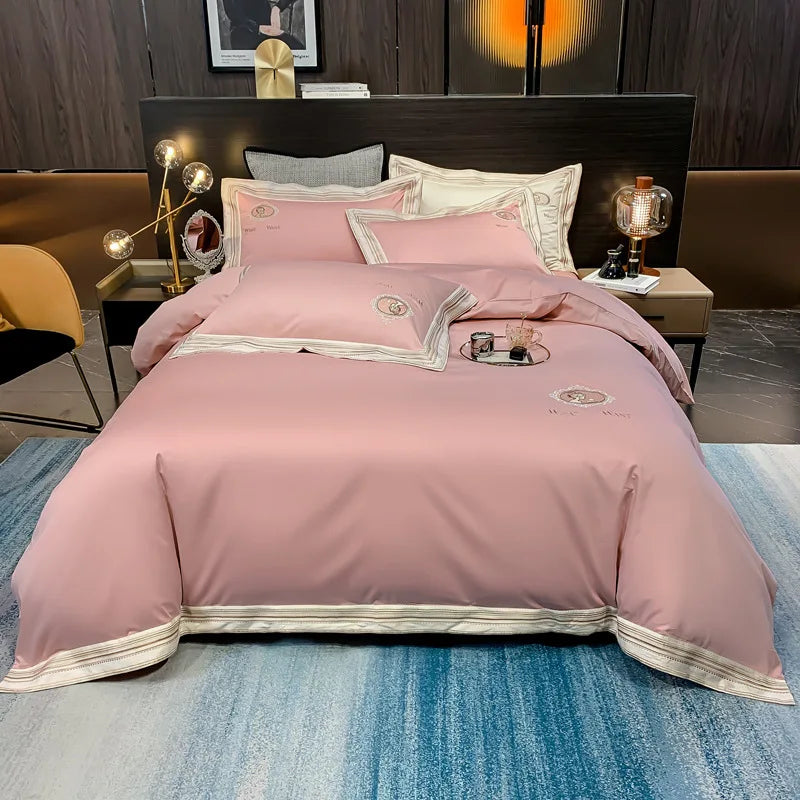 Long-staple Cotton Four-piece Set of Light Luxury 140 Cotton Pure Cotton Bed Sheet Quilt Cover Hotel Bedding Supplies