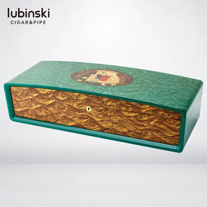 Lubinski Cigar Humidor Romeo Cuban Cedar Lacquer Large Capacity Cigar Hygrometer Box Case Cigar Holder for Man Gift
