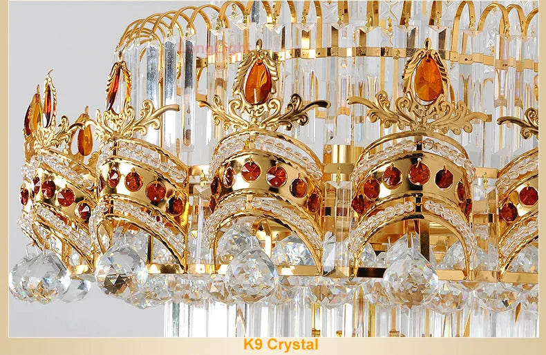 Lustre Stair Chandelier K9 Gold Crystal Chandelier Modern Led Chandeliers Lighting Hotel Villa Lobby Mall Aisle Engineering
