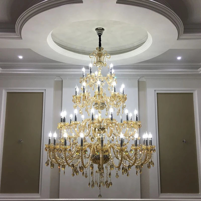 Luxury Crystal Chandelier Light Creative Candle Duplex Building Stair Ceiling Chandeliers Modern Hotel Club Villa Lighting Decor