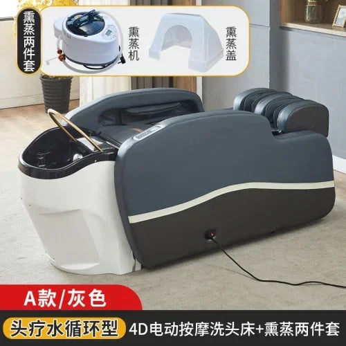 Luxury Ergonomics Hair Washing Bed Smart Fumigation Head Spa Shampoo Chair Salon Massage Shampouineuse Salon Furniture MQ50XF