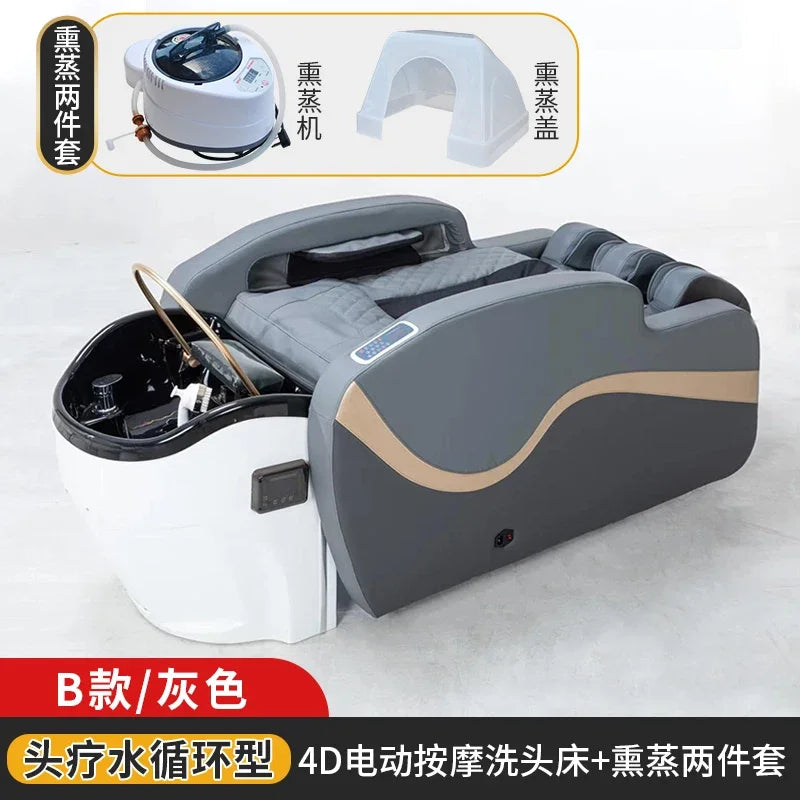 Luxury Ergonomics Hair Washing Bed Smart Fumigation Head Spa Shampoo Chair Salon Massage Shampouineuse Salon Furniture MQ50SC