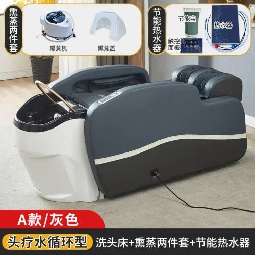 Luxury Ergonomics Hair Washing Bed Smart Fumigation Head Spa Shampoo Chair Salon Massage Shampouineuse Salon Furniture MQ50XF