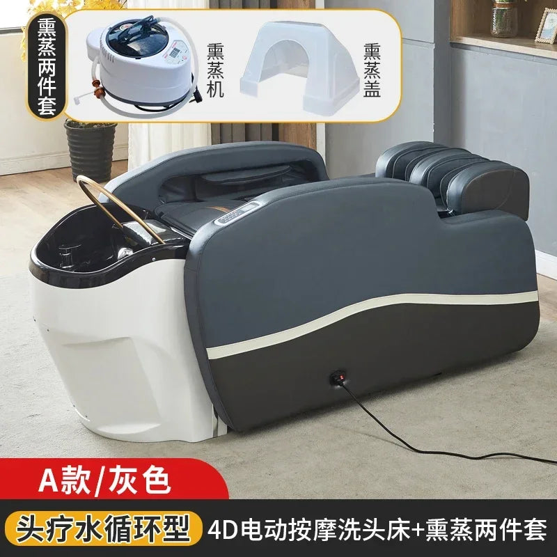 Luxury Ergonomics Hair Washing Bed Smart Fumigation Head Spa Shampoo Chair Salon Massage Shampouineuse Salon Furniture MQ50XF