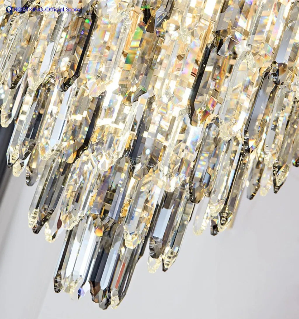 Luxury Golden Villa Main Hall K9 Crystal Chandelier For Hotel Living Room Bedroom Stairs Lamps Restaurant Lustre Pendant Light