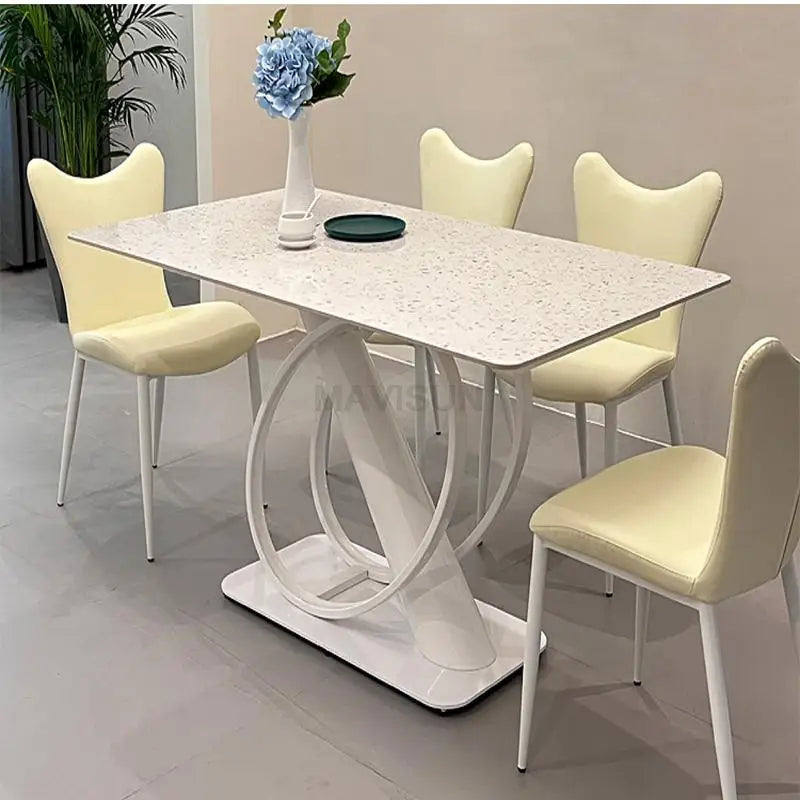 Luxury Table And Chairs In Ivory For Living Room Kitchen Apartment Minimalist Tables Coffee Mesa Auxiliar Salon Hotel Furniture
