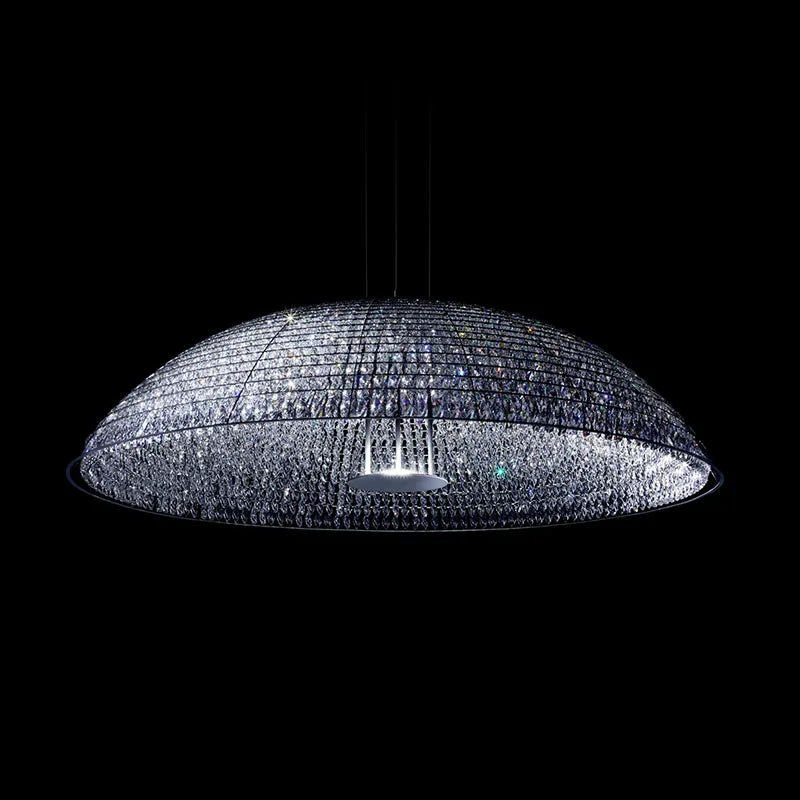 Luxury bedroom crystal chandelier personality round dining room hanging lamp high-end atmospheric villa living room lighting
