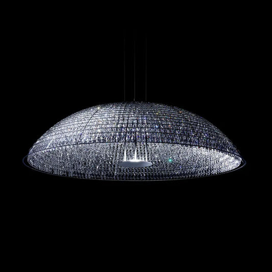 Luxury bedroom crystal chandelier personality round dining room hanging lamp high-end atmospheric villa living room lighting