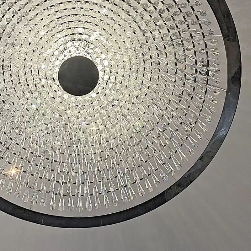 Luxury bedroom crystal chandelier personality round dining room hanging lamp high-end atmospheric villa living room lighting