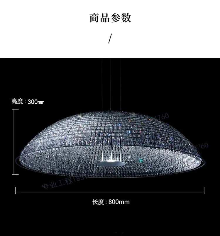 Luxury bedroom crystal chandelier personality round dining room hanging lamp high-end atmospheric villa living room lighting