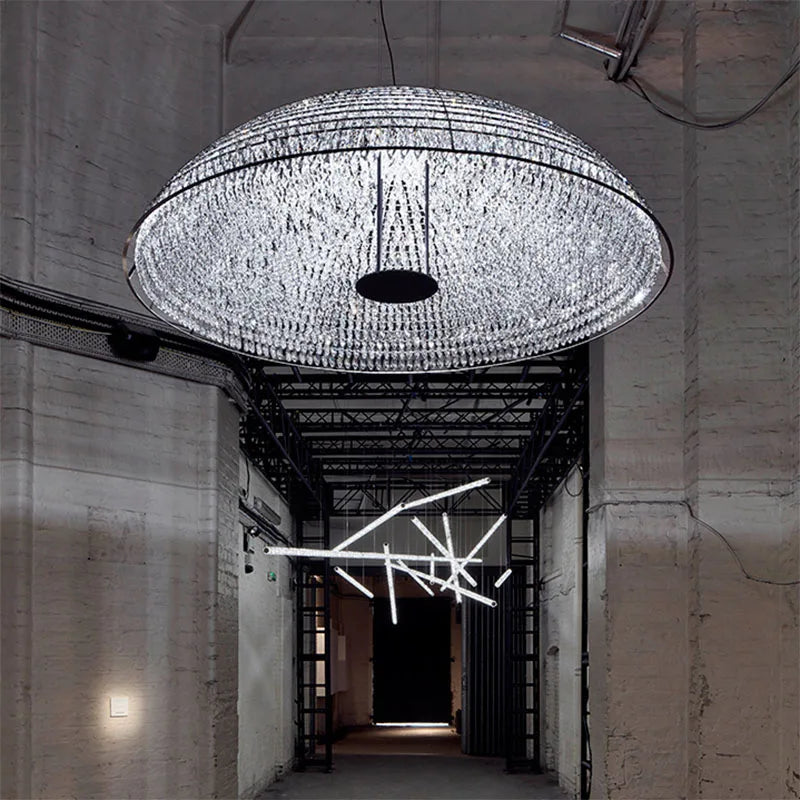 Luxury bedroom crystal chandelier personality round dining room hanging lamp high-end atmospheric villa living room lighting