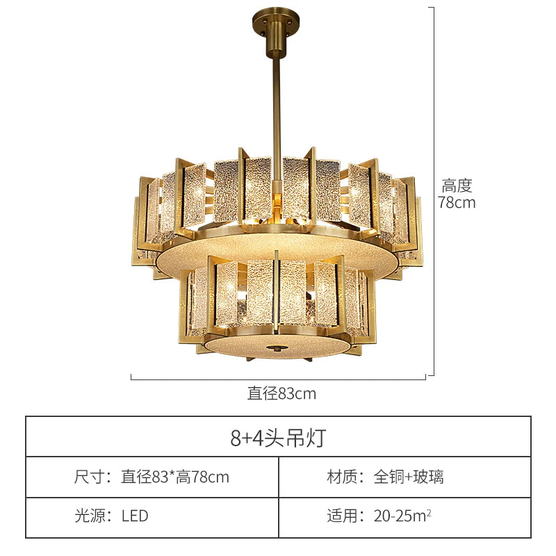 Luxury copper living room chandelier atmosphere restaurant light in the bedroom creative villa model room decorative lamps