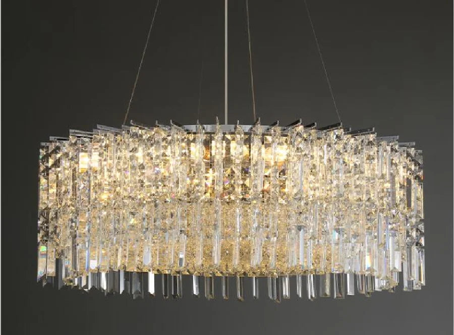 Luxury crystal chandelier living room LED modern villa decorative lighting round island fixture
