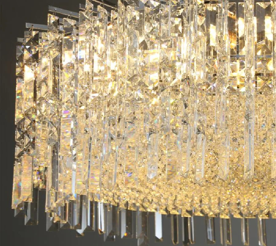 Luxury crystal chandelier living room LED modern villa decorative lighting round island fixture