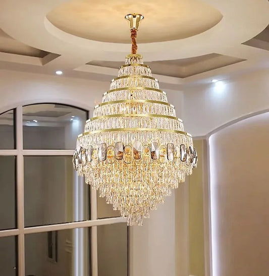 Luxury crystal villa large chandelier for living room hotel lobby decoration lighting mixed color crystal lamp