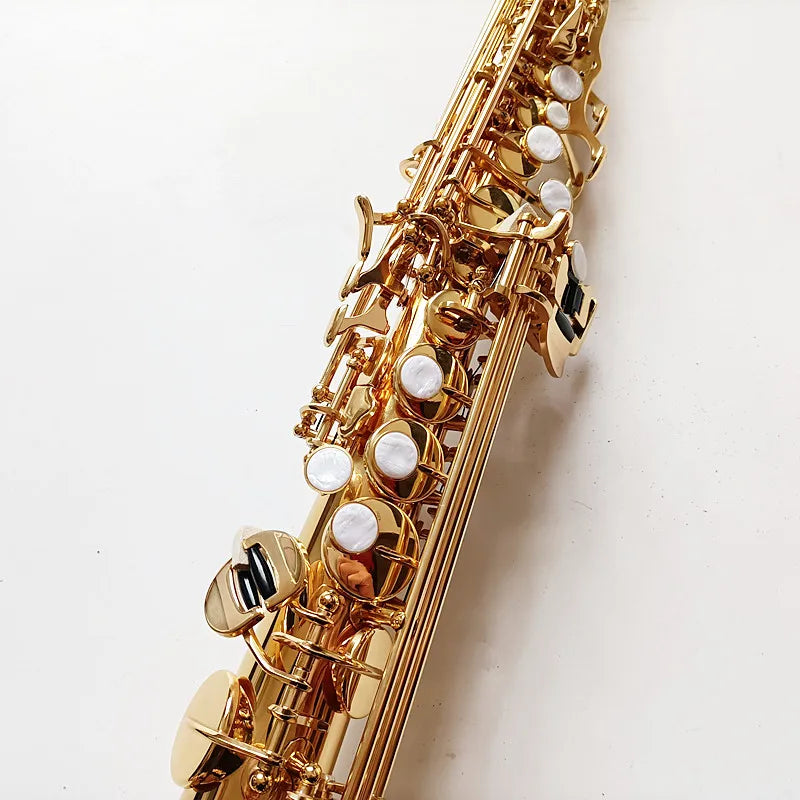 Made in Japan 475Brass Straight Soprano Bb B Flat Sax Saxophone Woodwind Instrument Natural Shell Key Carve Pattern
