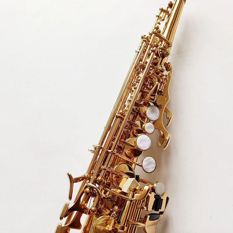 Made in Japan 475Brass Straight Soprano Bb B Flat Sax Saxophone Woodwind Instrument Natural Shell Key Carve Pattern