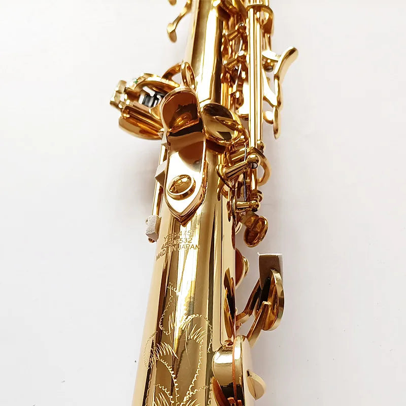 Made in Japan 475Brass Straight Soprano Bb B Flat Sax Saxophone Woodwind Instrument Natural Shell Key Carve Pattern