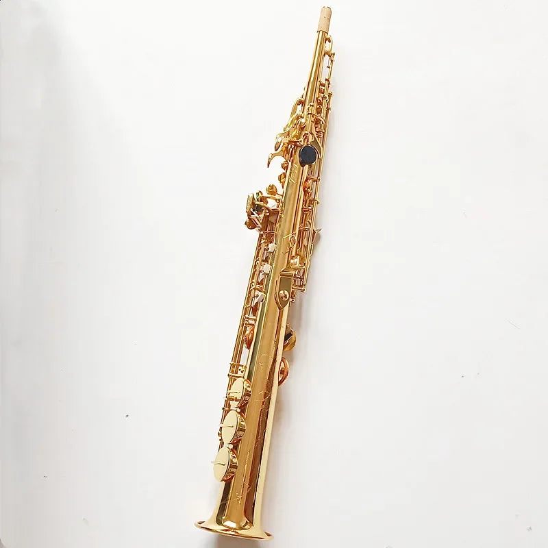 Made in Japan 82Z Brass Straight Soprano Bb Flat Sax Saxophone Woodwind Instrument Natural Shell Key Carve Pattern with Carryi