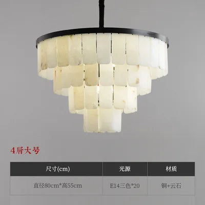Marble all-copper chandeliers modern villa duplex living room light luxury Chinese style dining room bedroom lamps