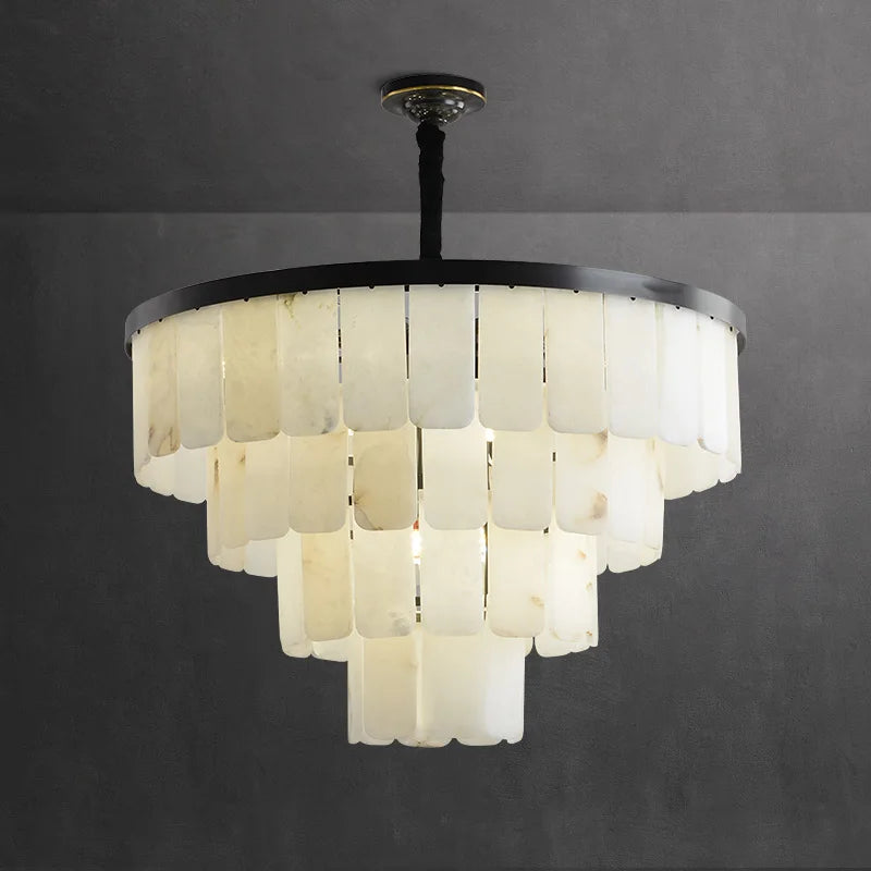 Marble all-copper chandeliers modern villa duplex living room light luxury Chinese style dining room bedroom lamps