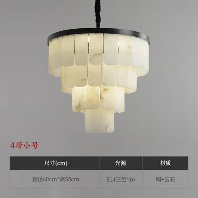 Marble all-copper chandeliers modern villa duplex living room light luxury Chinese style dining room bedroom lamps