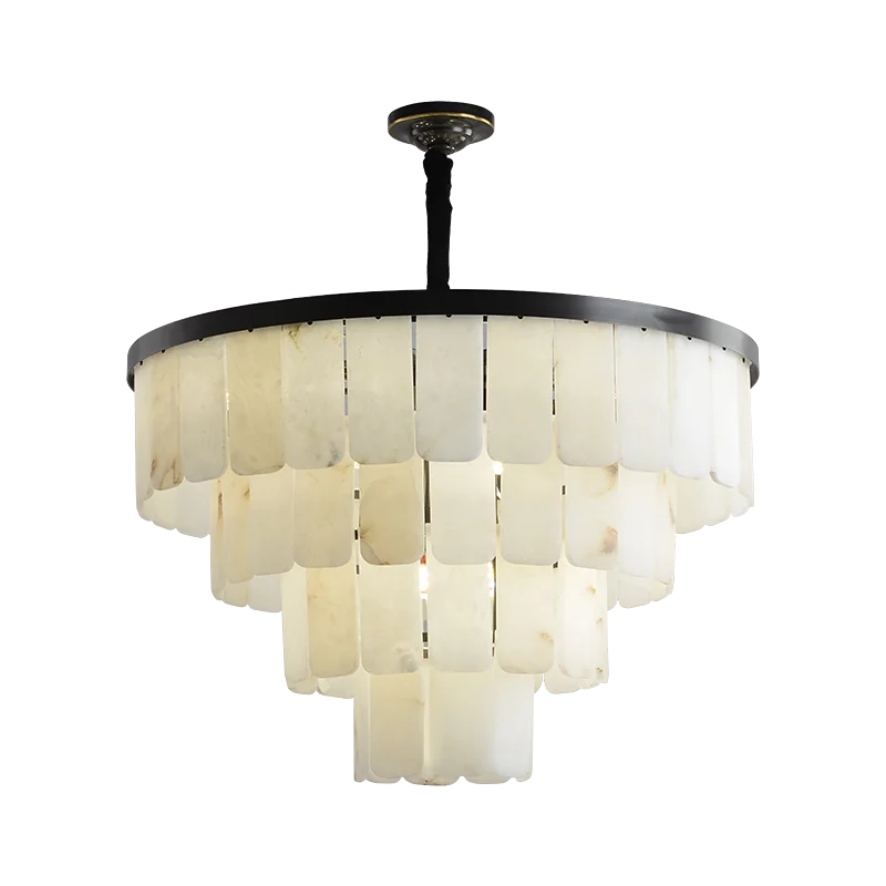 Marble all-copper chandeliers modern villa duplex living room light luxury Chinese style dining room bedroom lamps