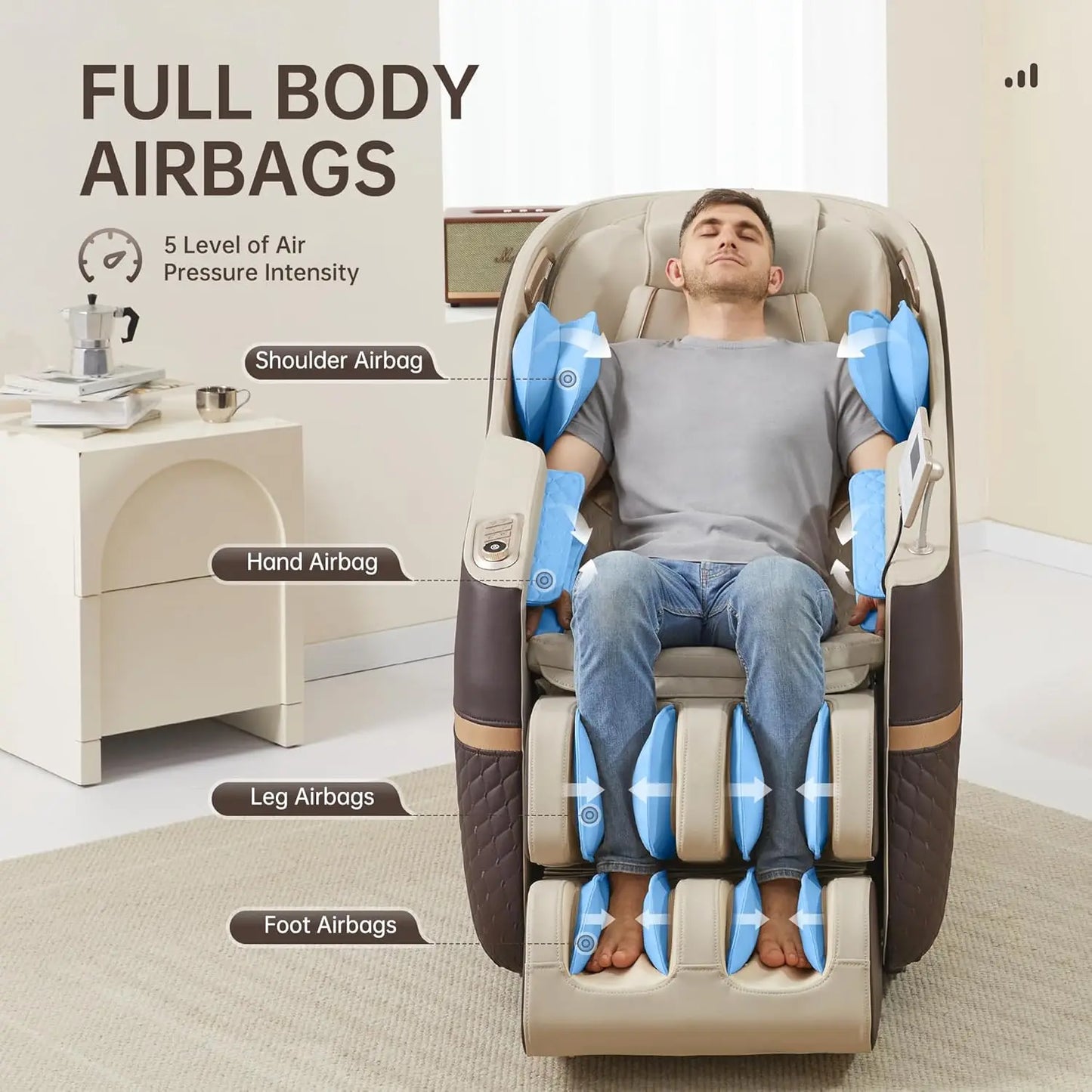 Massage Chair, SL Track Full Body Zero Gravity Massage Recliner with Yoga Stretch APP Control, Favor 07 Brown