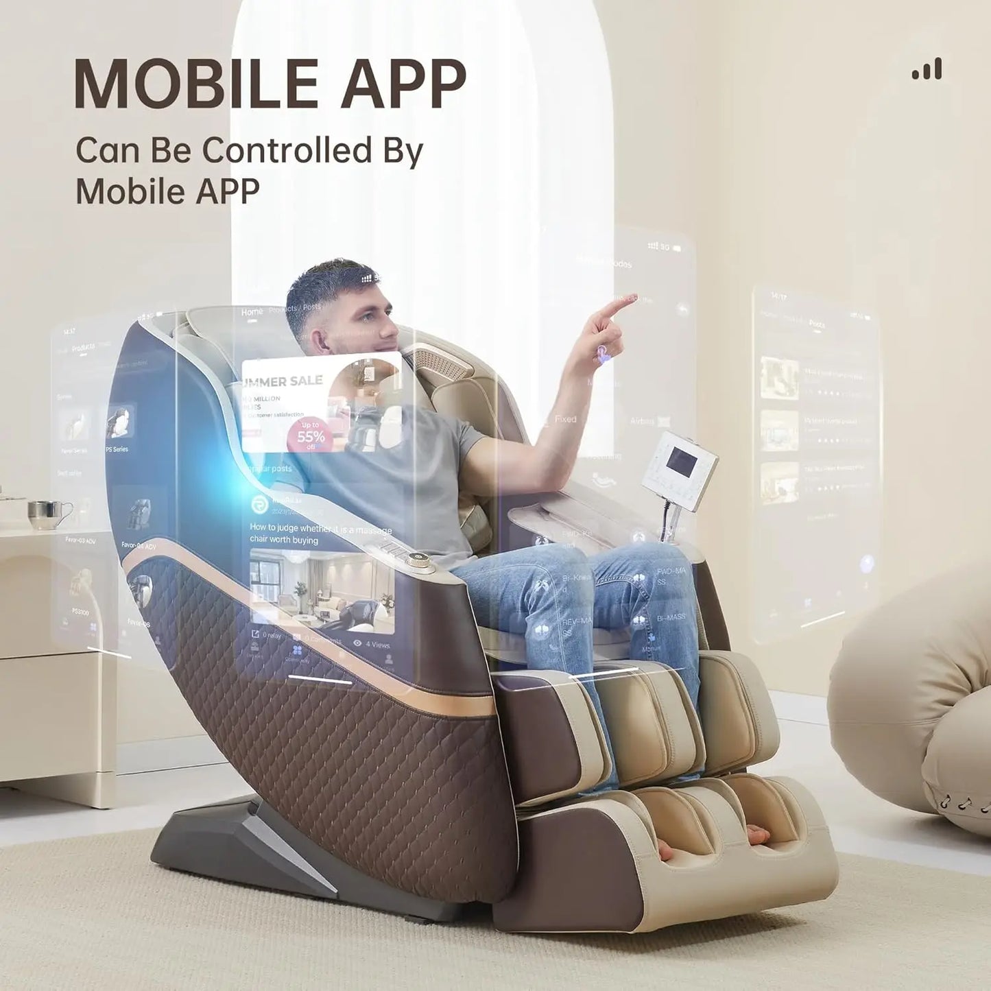 Massage Chair, SL Track Full Body Zero Gravity Massage Recliner with Yoga Stretch APP Control, Favor 07 Brown