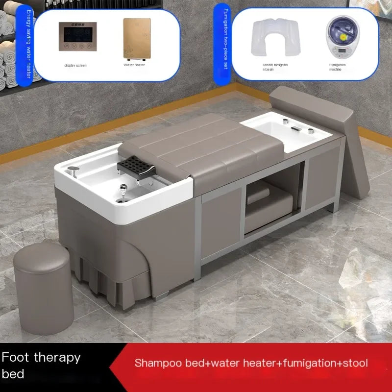 Massage Foot Basin Hair Washing Bed Lounge Comfort Fumigation Smart Shampoo Chair Salon Luxury Shampouineuse Furniture