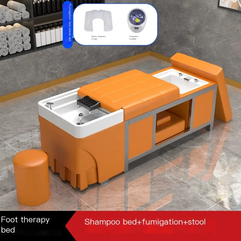 Massage Foot Basin Hair Washing Bed Lounge Comfort Fumigation Smart Shampoo Chair Salon Luxury Shampouineuse Furniture