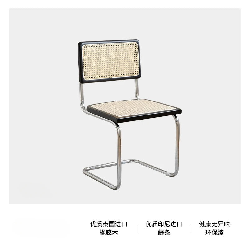 Medieval Vine Weaving Dining Chairs for Household Use: Modern Simple Solid Wood, Quiet Wind, Backrest Chair, Leisure