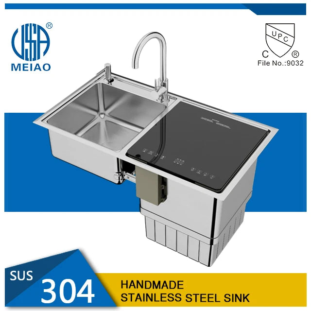 Meiao Household Automatic Smart Countertop Dishwasher Stainless Steel Sink Washing Dish Machine in sink dishwasher