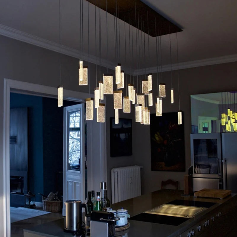 Minimalist European chandelier art villa restaurant duplex stairs light luxury style shop decoration crystal pendant lamp