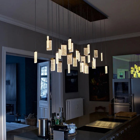 Minimalist European chandelier art villa restaurant duplex stairs light luxury style shop decoration crystal pendant lamp
