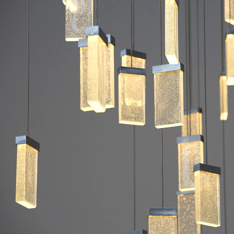 Minimalist European chandelier art villa restaurant duplex stairs light luxury style shop decoration crystal pendant lamp