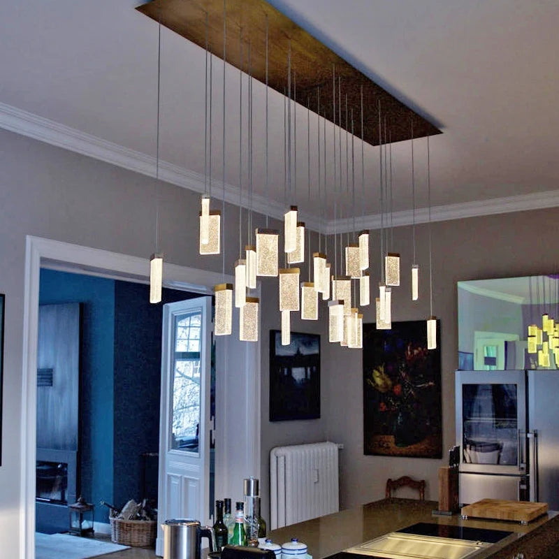 Minimalist European chandelier art villa restaurant duplex stairs light luxury style shop decoration crystal pendant lamp