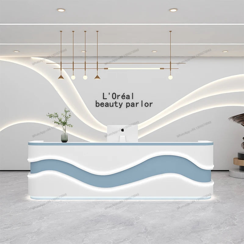 Minimalist modern beauty salon paint checkout counter company commercial front desk reception counter small live broadcast bar t