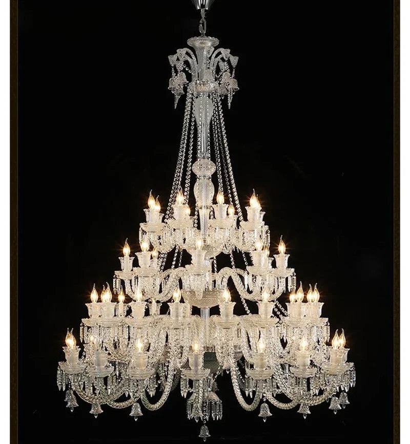 Modern Crystal Chandelier Villa Hotel Hall Living Room Ceiling Pendant Lighting Indoor Home LED Candle Crystal Hanging Lamps