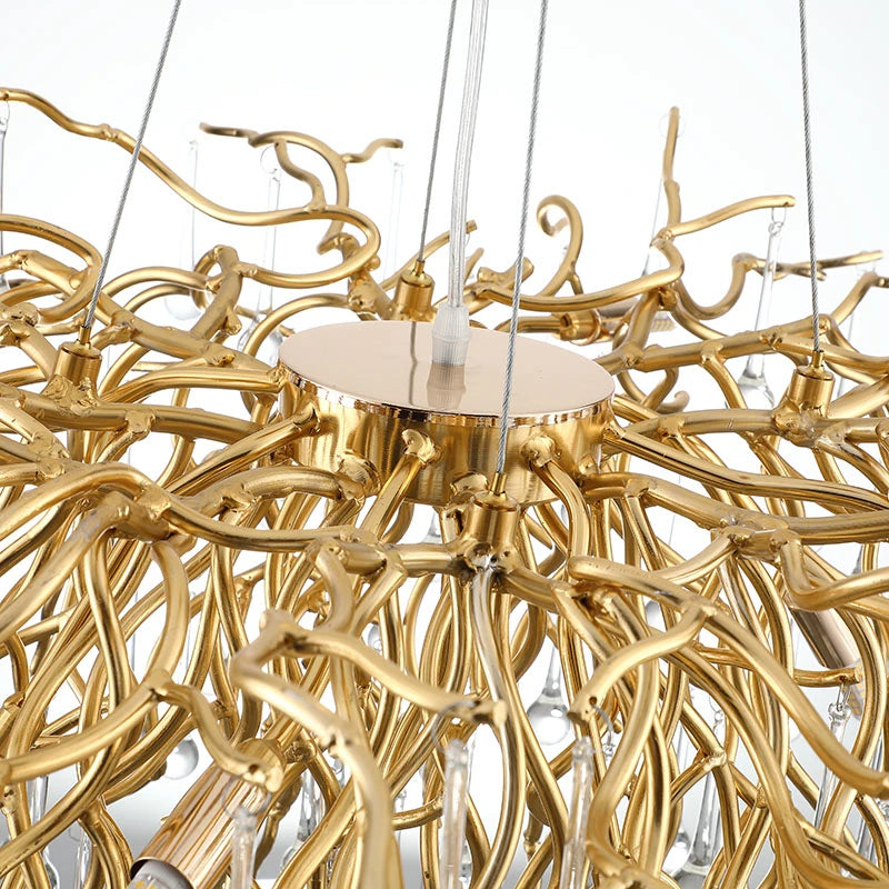 Modern LED Crystal Chandeliers Loft Oval Gold Luster Bedroom for Living Room Villa Indoor Decor Restaurant Pendant Lamp Lighting