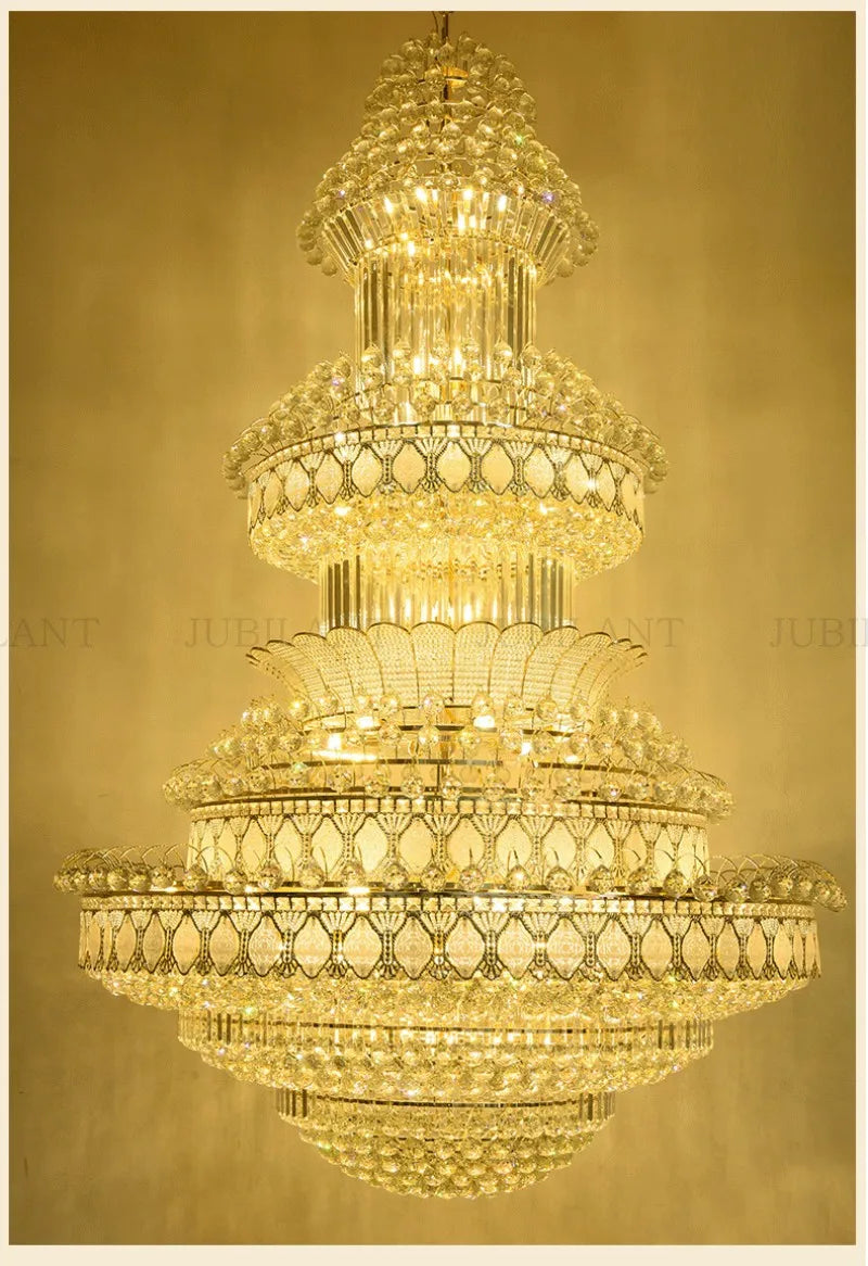 Modern LED Crystal Long Chandeliers Large Pendant Lamps E14 Hanging Lights For Villa Spiral Staircase Living Room Hotel Lobby