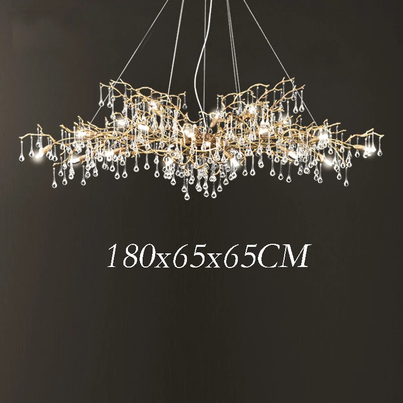 Modern Luxury Gold Crystal LED Chandelier Lighting LOFT Villa Large Lustre Pendant Lamp For Living Room Hotel Art Decor Lighting