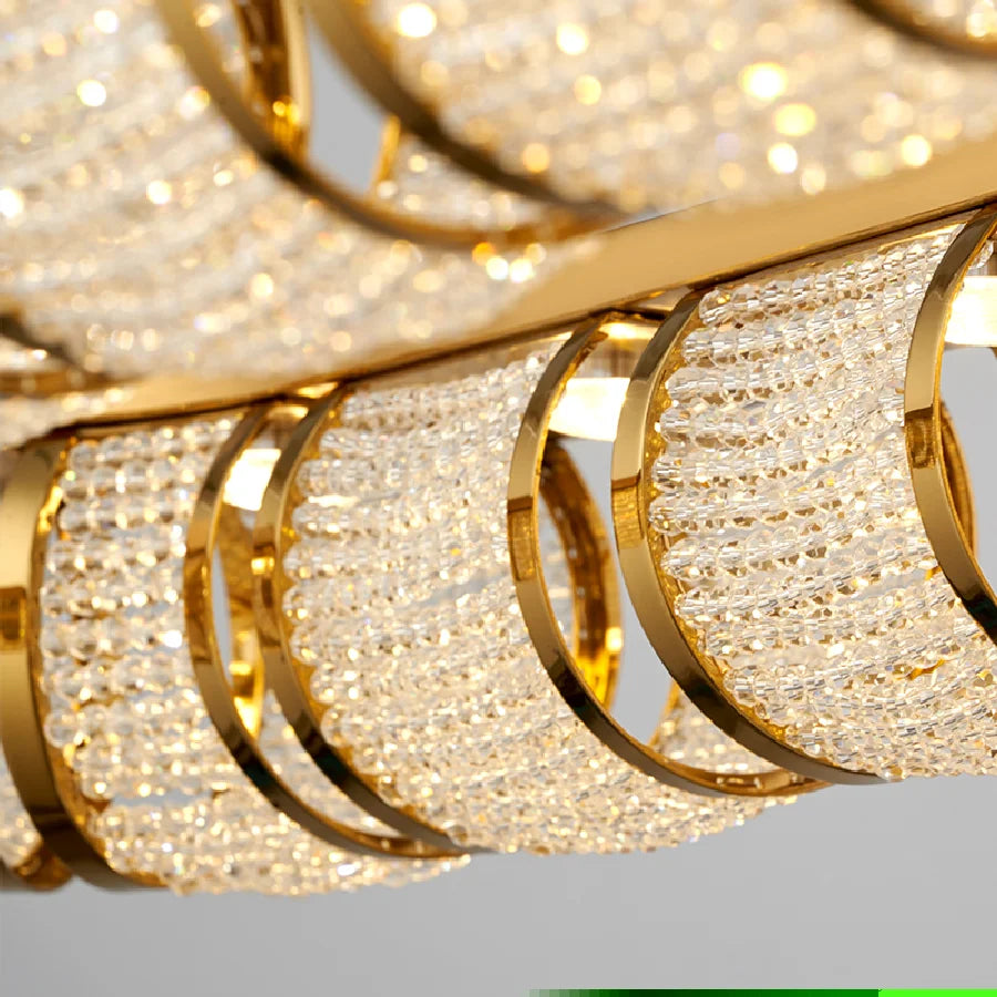 Modern Luxury LED Chandeliers Dining Living Room Gold Lighting Hanging Fixtures Villa Lobby Home Decoration Stainless Steel Lamp