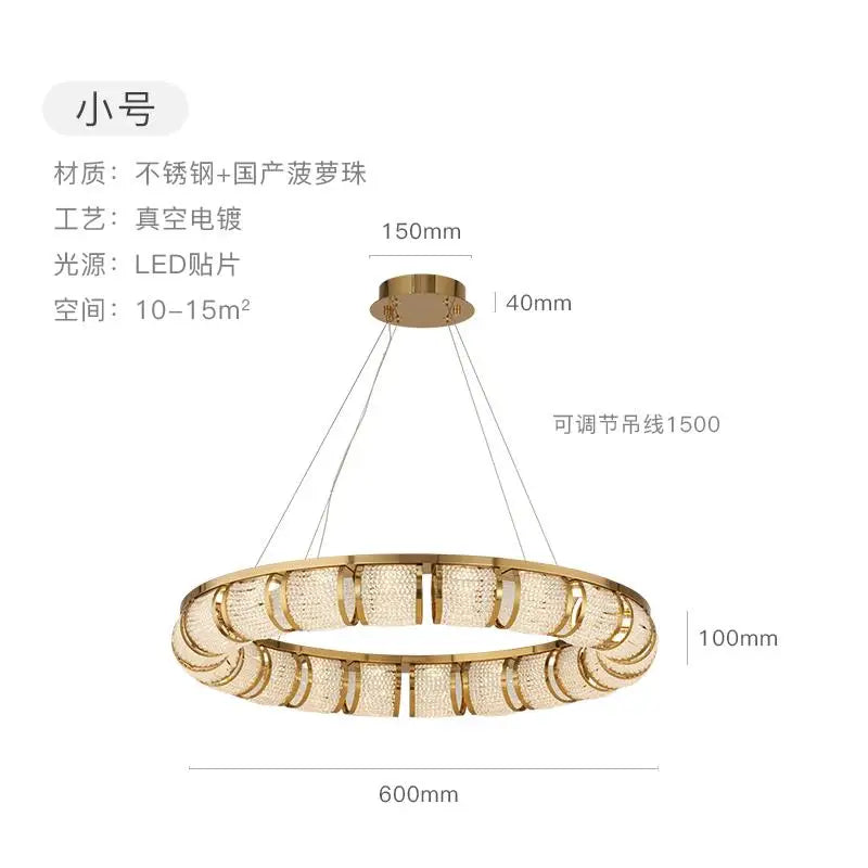 Modern Luxury LED Chandeliers Dining Living Room Gold Lighting Hanging Fixtures Villa Lobby Home Decoration Stainless Steel Lamp