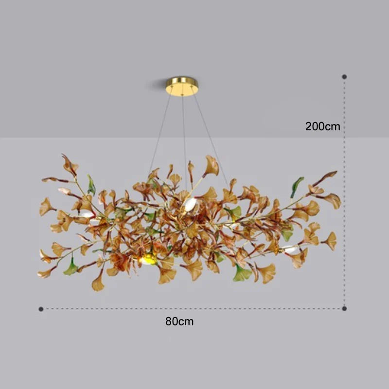 Modern Luxury Living Room Chandeliers Custom Ginkgo Leaves High-end Hanging Lights for VIlla Hotel Hall Gallery Ceiling Lamps