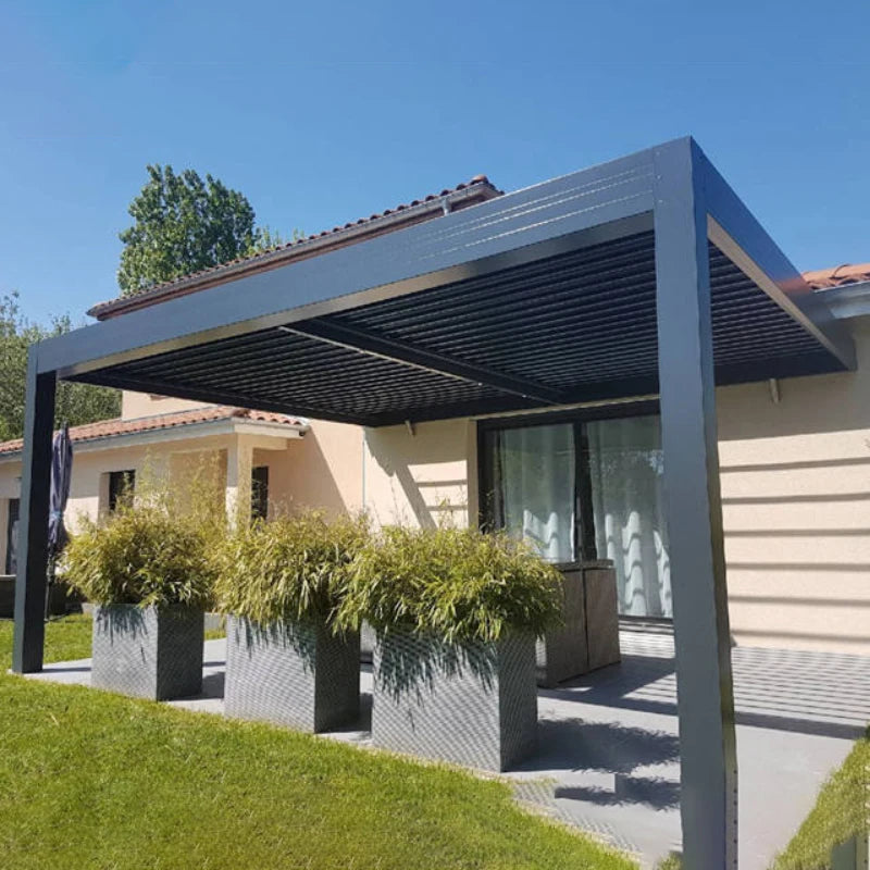 Modern Outdoor Waterproof Louvre Pergolas Anwing Canopy Roof Bioclimatic Aluminum Pergola