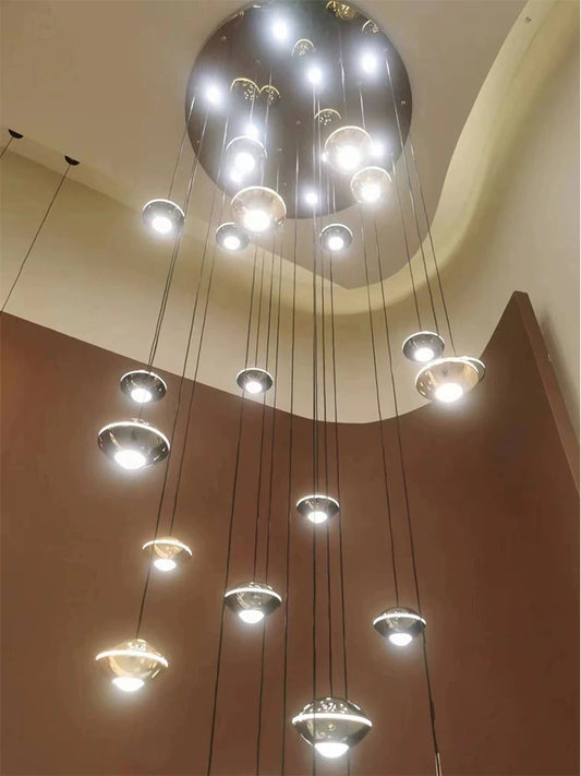 Modern Simple LED Staircase Chandelier Indoor Attic Lighting Fixtures Living Room Creative Villa Hall Duplex Loft Pendant Light