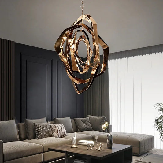 Modern Titanium Alloy Led Pendant Lights Living Dining Room Chandeliers Lighting Home Decor Loft Villa Hanging Lights Luminaire
