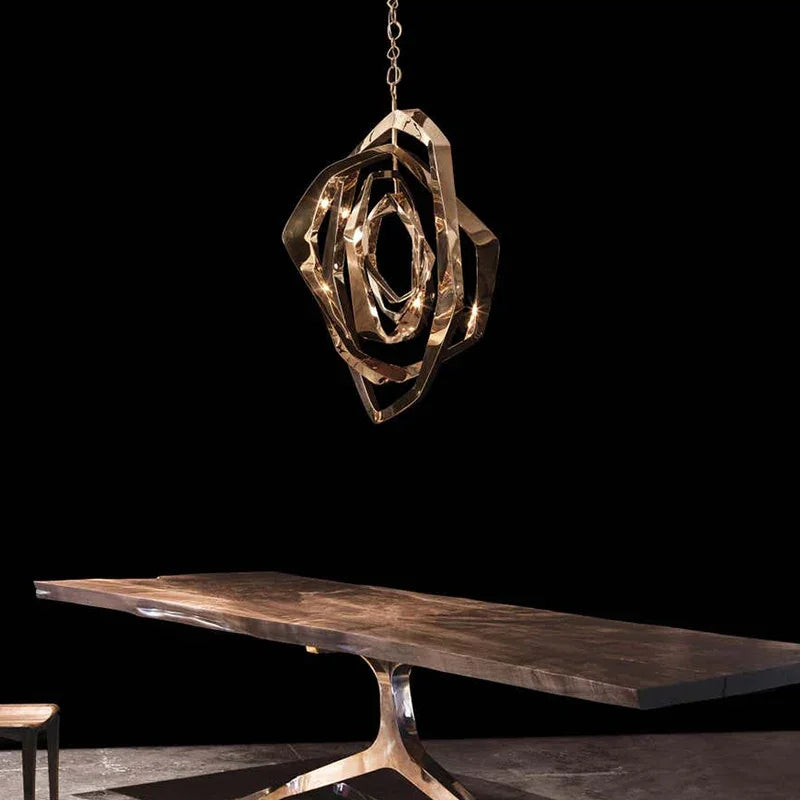 Modern Titanium Alloy Led Pendant Lights Living Dining Room Chandeliers Lighting Home Decor Loft Villa Hanging Lights Luminaire
