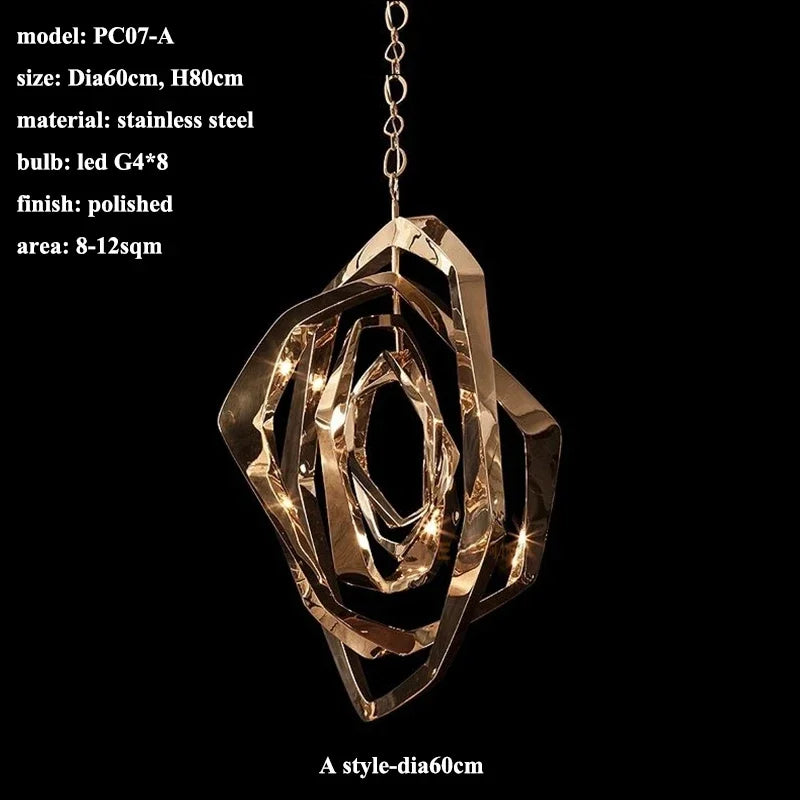 Modern Titanium Alloy Led Pendant Lights Living Dining Room Chandeliers Lighting Home Decor Loft Villa Hanging Lights Luminaire